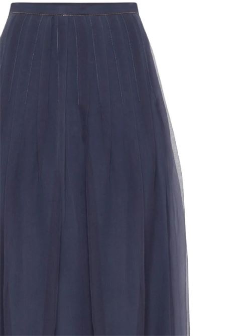 Navy blue silk woman skirt Brunello Cucinelli | MF940G3375C8901